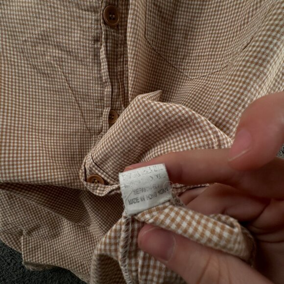 Stussy Beige Check Button Up Shirt Short Sleeve Men Polyester Cotton Blend Med - Picture 15 of 16